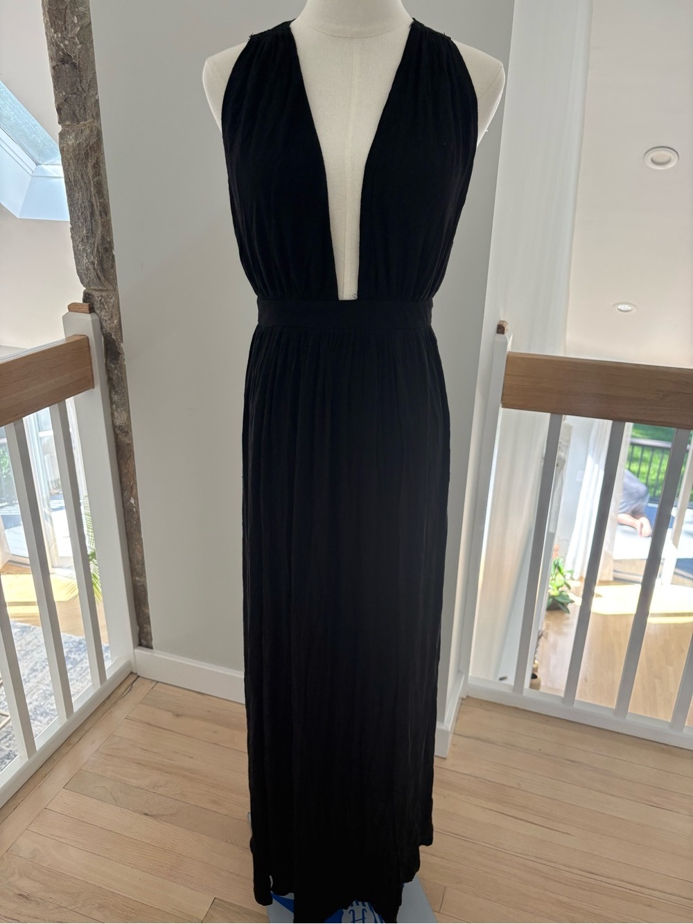 Hearts on Fire Black Deep V Maxi Dress